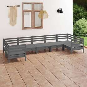 vidaXL Solid Pinewood Garden Lounge Set 7 Piece Grey Outdoor Pallet Sofa