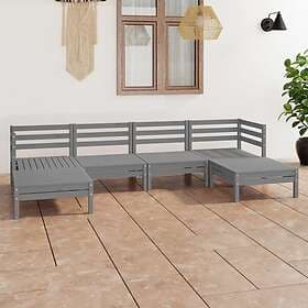 vidaXL Solid Pinewood Garden Lounge Set 6 Piece Grey Patio Pallet Sofa