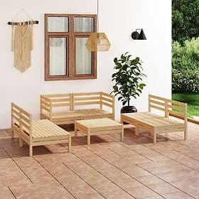 vidaXL Solid Pinewood Garden Lounge Set 7 Piece Outdoor Seating Sectional Sofa