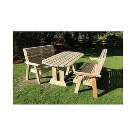 Churnet Ergo Table Bench Set Sits 6, wooden garden dining furniture