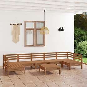 vidaXL Solid Pinewood Garden Lounge Set 8 Piece Honey Brown Outdoor Sofa