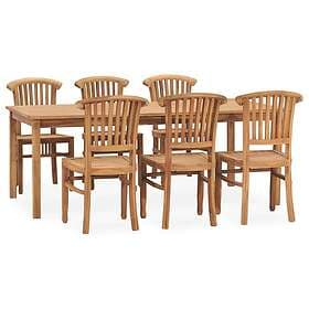 vidaXL Solid Teak Garden Dining Set 7 Piece Wooden Outdoor Furniture