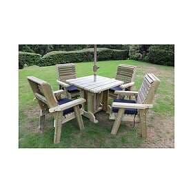 Churnet Ergo 4 Seater Set Sits 4, Wooden Garden Furniture Dining with Table and 