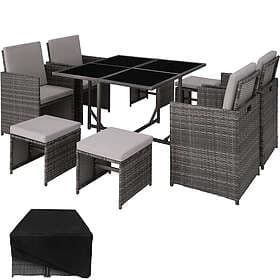 Rattan garden furniture set Bilbao 4+4+1 with protective cover, variant 2 grey G