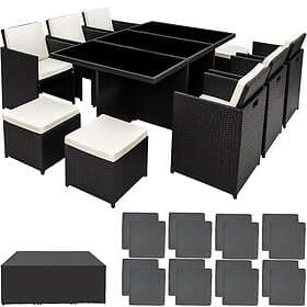 Rattan garden furniture set New York with protective cover tables and chairs, se