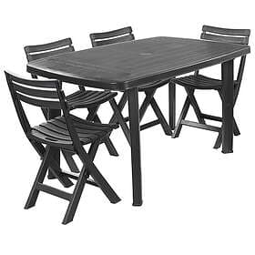 URBN Living (6 Chairs) Large Table With Folding Chairs Garden Set Black