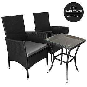 Jardí Set Rattan 3PC Outdoor Garden Chair Table Patio Dining Balcony Black