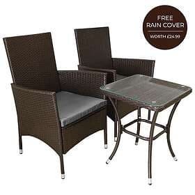 Jardí Set Rattan 3PC Outdoor Garden Chair Table Patio Dining Balcony Brown