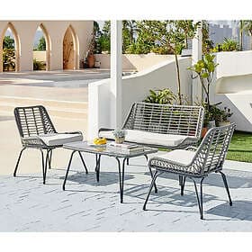 Furniturebox Furniture Box Lisbon Outdoor Sofa Set 4 Seat Grey