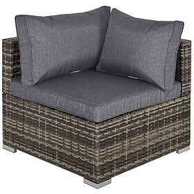 Outsunny Rattan Corner Sofa Garden Rattan Furniture Single Sofa Chair W/ Cushion