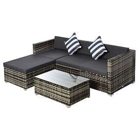 Outsunny 5 Piece Modular Rattan Sofa Set Grey