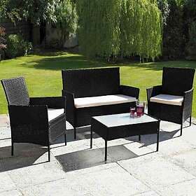 Neo Direct 4 Piece Rattan Outdoor Garden Sofa Set Black