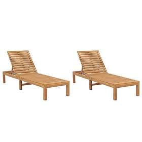 vidaXL Sunbedar 2 st massiv teak