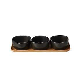 Aida Raw Bowl 3 stk Teakbricka Titanium Black