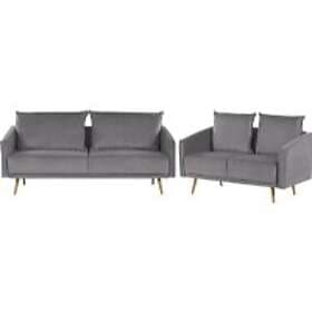 Beliani 5-seat gray velor lounge suite MAURA