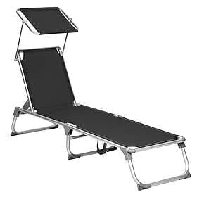 Songmics Deckchair med solskydd - Svart