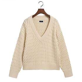Gant Textured Cotton V-Neck Sweater Dam