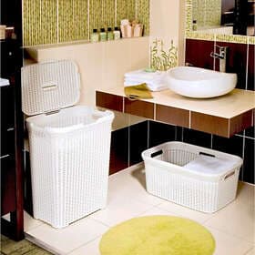 Curver Tvättkorg Rattan 40l beige