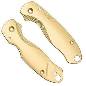 Spyderco Flytanium Lotus Brass Scales for Para 3, Stonewash FLY-1014