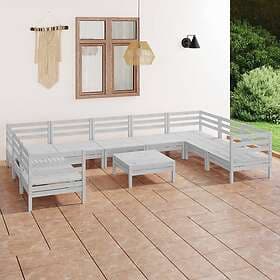 vidaXL Lounge Set 10 Pieces White Solid Pine