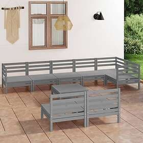 vidaXL Lounge Set 9 Pieces Gray Solid Pine