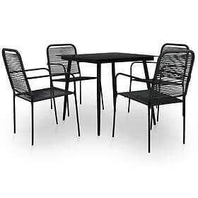 vidaXL Bistro Set 5 Pieces with Cushions Black Steel