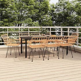 vidaXL Matgrupp för trädgården 9 delar konstrotting