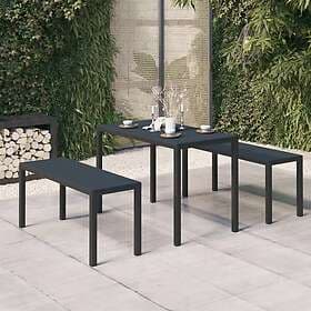 vidaXL Dining Set 3 Pieces Steel and WPC Black