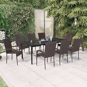 vidaXL Garden Dining Set 9 Pieces Brown and Black