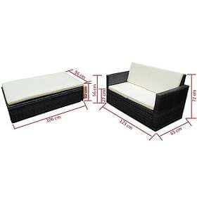 vidaXL Loungegrupp med dynor 2 delar konstrotting svart