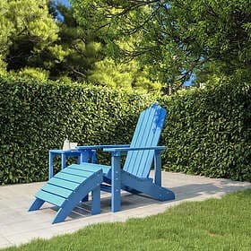 vidaXL Adirondackstol med fotpall HDPE aquablå 318648