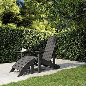 vidaXL Adirondackstol med fotpall HDPE antracit 318646