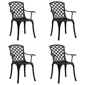 vidaXL Caféstolar 4 st gjuten aluminium svart 315573