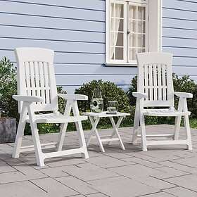 vidaXL Adjustable Garden Chairs Set of 2 White PP 364710
