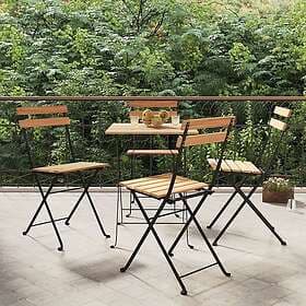 vidaXL Hopfällbara caféstolar 4 st massiv teak och stål 319980