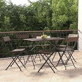 vidaXL Hopfällbara caféstolar 6 st brun konstrotting och stål 3152116