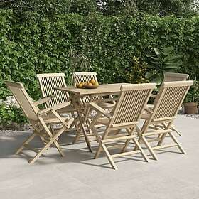 vidaXL Hopfällbara trädgårdsstolar 6 st grå 56x61x89 cm massiv teak 3155071