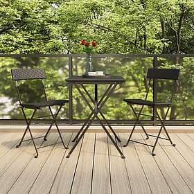 vidaXL 319986 Stackable Cafe Chairs Set of 2 Black Rattan and Steel