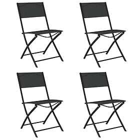 vidaXL 318767 Set of 4 Folding Garden Chairs Black Steel and Textilene