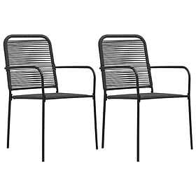 vidaXL Garden Chairs Set of 2 Cotton Rope and Steel Black 48568