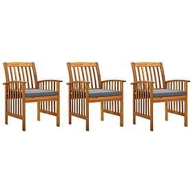 vidaXL Set of 3 Garden Chairs with Cushions Solid Acacia Wood 312131