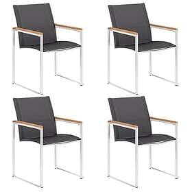 vidaXL 46516 Set of 4 Garden Chairs Stainless Steel and Textilene Grey