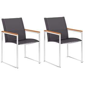 vidaXL 46497 Set of 2 Garden Chairs Grey Stainless Steel and Textilene