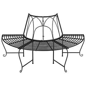 vidaXL Halvrund trädbench 2 st Ø159 cm svart stål 3095717