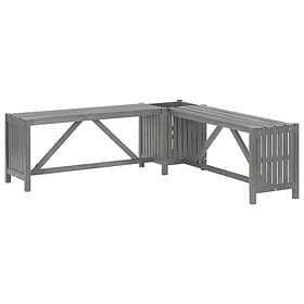 vidaXL Hörnbench med odlingslåda 117 cm massivt akaciaträ grå 311824
