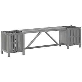 vidaXL Trädgårdsbench med 2 odlingslådor 150 cm massivt akaciaträ grå 311823