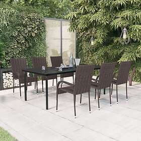 vidaXL Garden Dining Set 7 Pieces Brown and Black 3099387