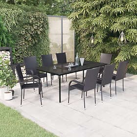 vidaXL Garden Dining Set 9 Pieces Black 3099382