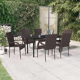 vidaXL Garden Dining Set 7 Pieces Brown and Black 3099386
