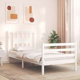 vidaXL Bed Frame med huvudgavel vit enkelsäng massivt trä 3194537